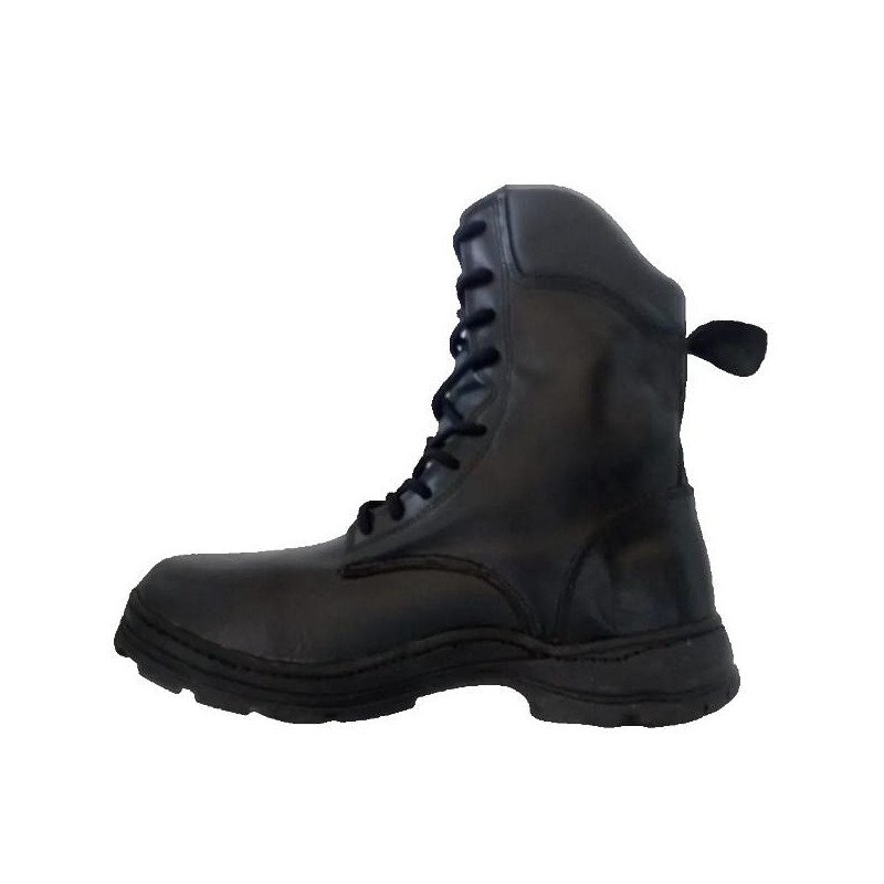 Bota táctica tubo 100% piel con casco de acero Modelo 415 - Negro Suela Goma de Hule NBR Acrilo Nitrilo